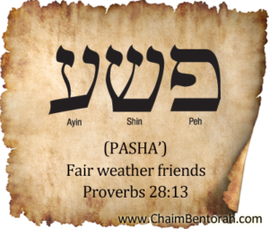 Hebrew Word Study – Fair Weather Friends – Pasha' פשע Pei Shin Ayin | Chaim  Bentorah