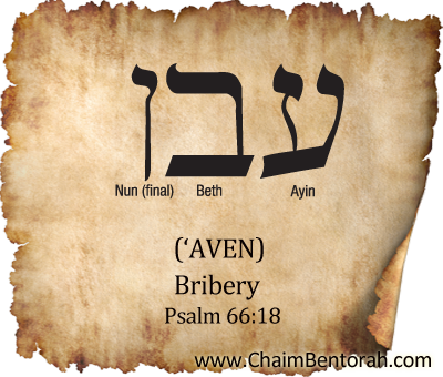 HEBREW WORD STUDY – BRIBERY – ‘AVEN עבן  